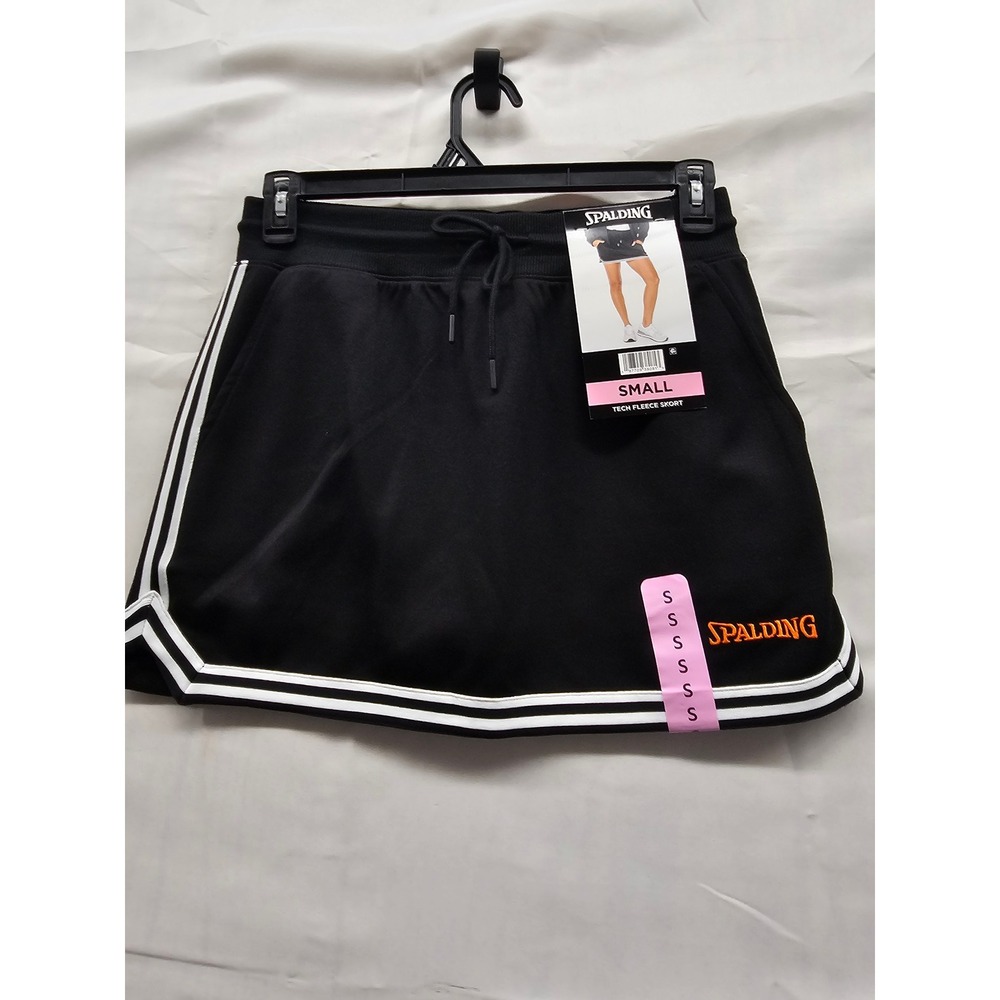 Spalding Womens Tech Fleece Skort Black Polyester Blend Athletic Size Small